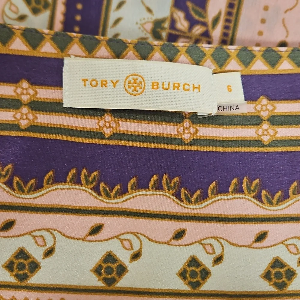 Tory Burch Midi Burnout Silk Pleated Skirt Size 6 Preppy,Office,Feminine, Floral - Picture 11 of 11